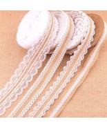 Lace and Jute Burlap Ribbon Roll For Gift Wrapping and Party Decor 1M/10... - $0.52