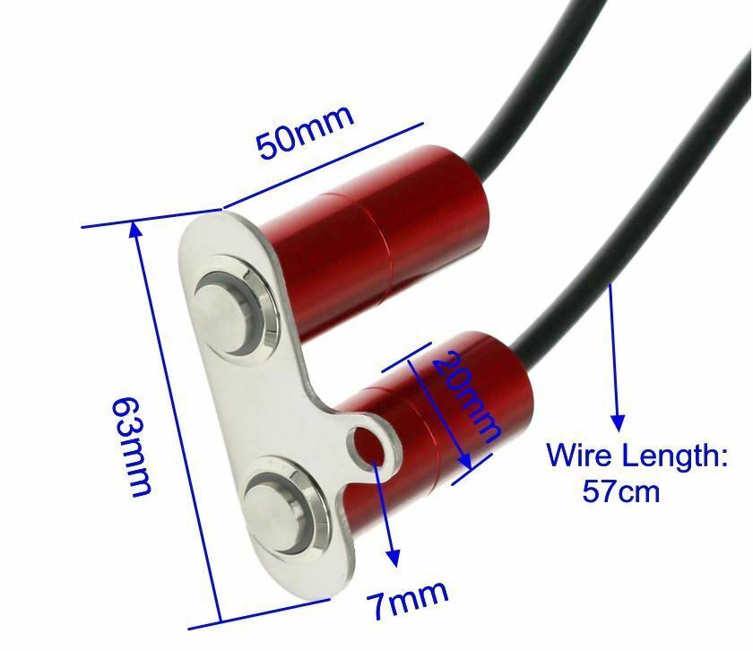12V 5A Motorcycle Stainless Steel Dual Switch ON-OFF-Manual Return-Red