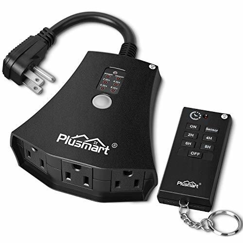 Outdoor Light Sensor Timer Waterproof, Plusmart 100 Feet Range Remote