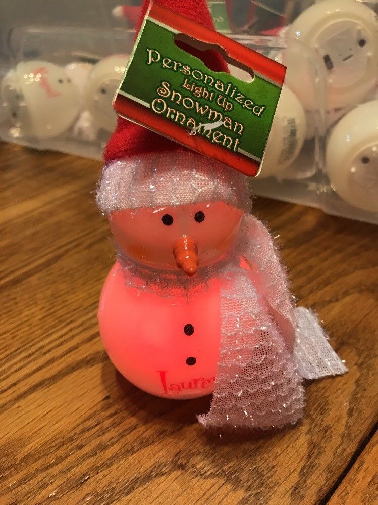 Personalized Light Up Christmas Snowmen Very cute Ornament “Emily”Ships N 24h 
