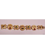 VINTAGE ART SIGNED GOLD-TONE RHINESTONE CABUCHON SWORD &amp; CROWN BRACELET - $129.95
