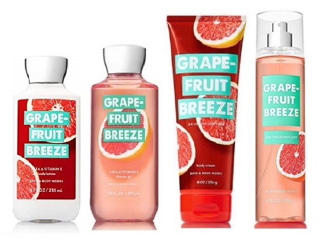 Bath & Body Works Grapefruit Breeze 4 Piece Set - Lotion Gel Mist Cream