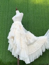 CREAM High Low Tulle Skirt Party Skirt Plus Size Hi-lo Ruffle Layered Tutu Skirt