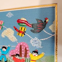 Vintage Chinese Embroidery, Hand Embroidered Asian Folk Art, Silk Wall Art image 5
