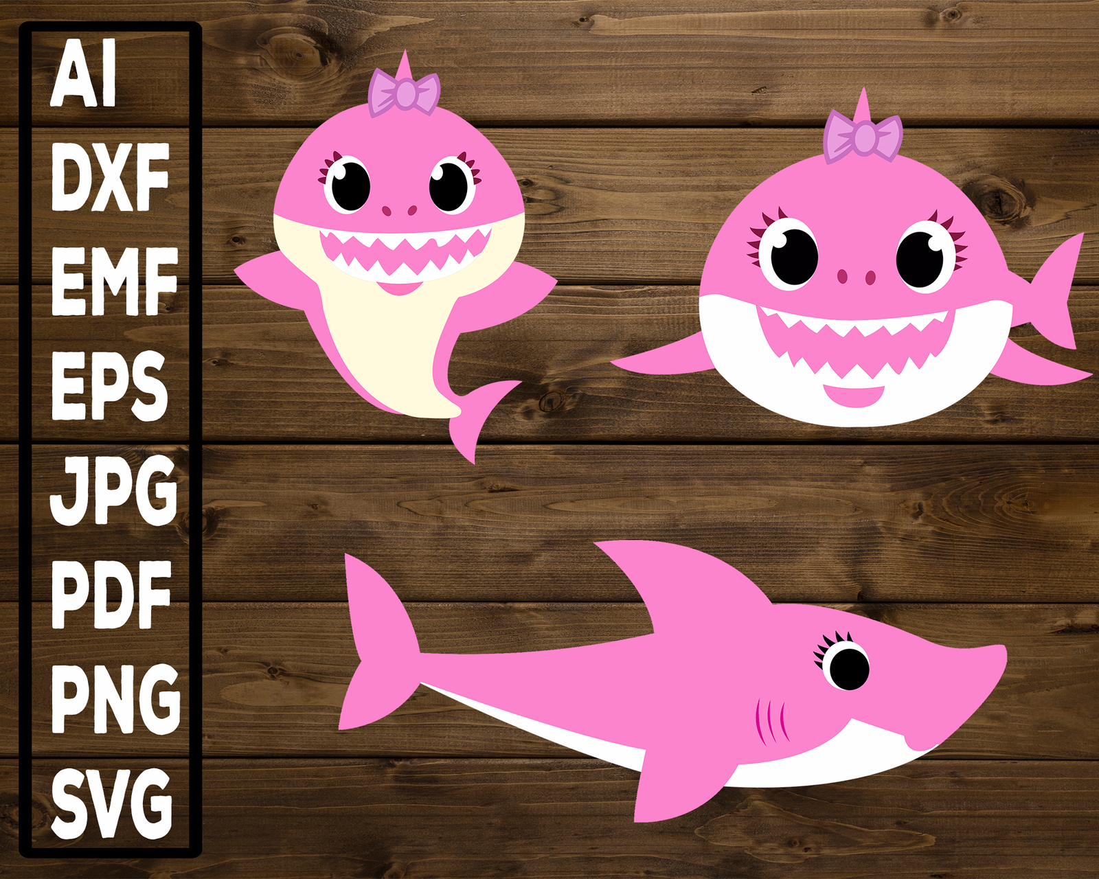 Sister Shark Full Collection Bundle of Three - Baby Shark Art Printable ...