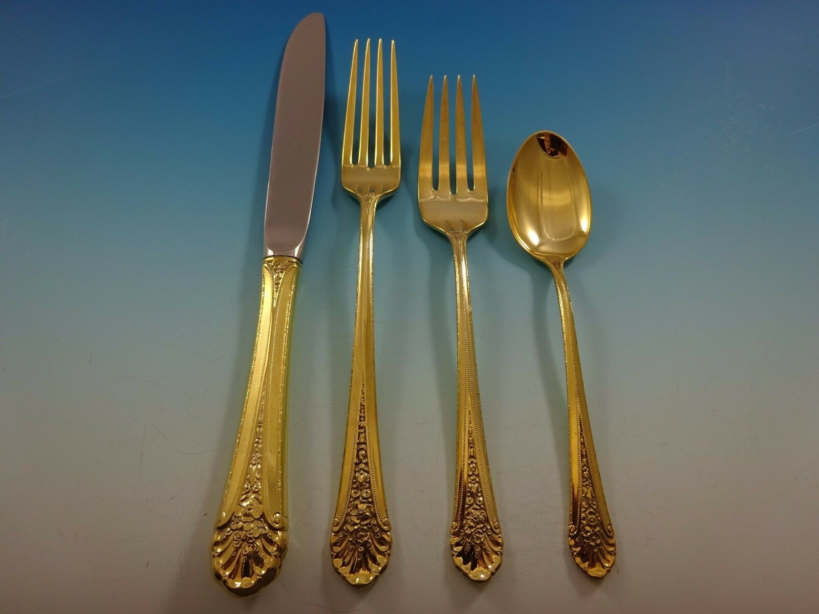 Primary image for Royal Windsor Gold by Towle Sterling Silver Flatware Set For 6 Service Vermeil