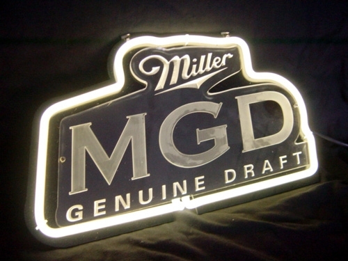 Miller Lite MGD 3D Bar White Neon Light Sign 10