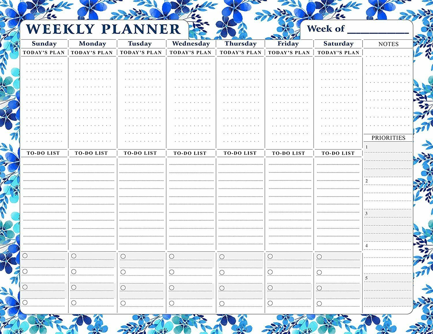 Magnetic Weekly Calendar - 52 Undated Sheets - Notepad Desk Pad - (Edition #001)