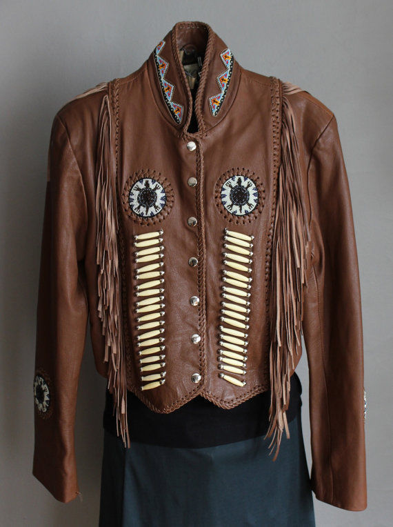 New Western Wear Fringed Men's Leather Native American Santa Fe Beaded ...