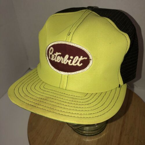 Vintage PETERBILT 80s Lime Green Black Mesh Trucker Hat Cap Snapback ...