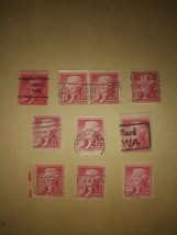 Lot #1 10 Jefferson 1954 2 Cent Cancelled Postage Stamps Red USPS Vintage VTG... - $39.59