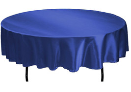 Tektrum 70 inch Round Silky Satin Tablecloth - Wedding Party Banquet (Blue) - $18.95