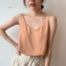 Women Summer Chiffon Tanks V-Neck Sleeveless Chiffon Tops Summer Wedding Tops  image 2