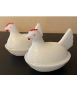Vintage White Milk Glass Chicken Hen on Nest Lidded Candy Dish  - $40.00
