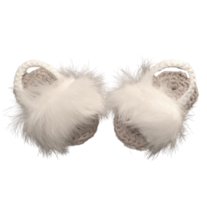 83.Baby Crochet Faux Fur Fuzzy Sandals