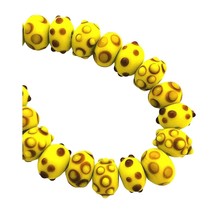 20 Assorted Brown Yellow Bumpy Smooth Lampwork Rondelle Art Glass Mix Beads - $11.97