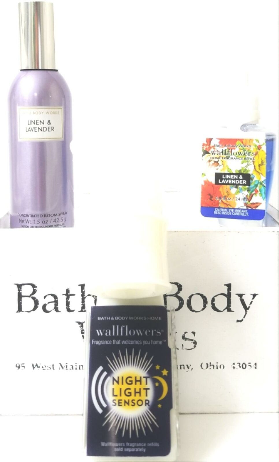 Bath and Body Works Linen & Lavender Room Spray, Wallflower and Night