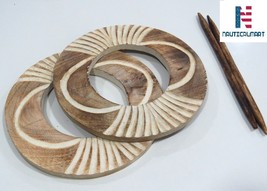 Wooden Curtain TieBack, Curtain Holder, Carving Round Shape HoldBacks