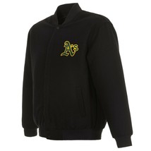 MLB Oakland Athletics JH Design Wool Reversible Jacket Black 2 Front Logos - $139.99