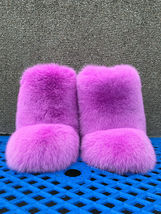 Double-Sided Arctic Fox Fur Boots For Outdoor Eskimo Fur Boots Candy Pink Color image 7