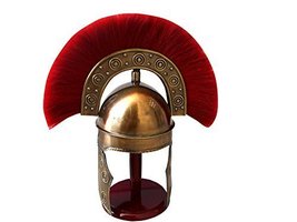 NauticalMart Medieval Armor Roman Helmet Brass Red Plume Halloween - Larp
