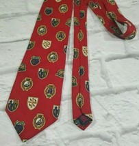 Tommy Hilfiger Tie Mens Red Royalty Pointed Silk Emblem Professional Acc... - $8.90