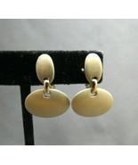 VTG Monet Luxury Clip Earrings Oval Dangle Gold Plated Brushed Texture 1" High - $15.83