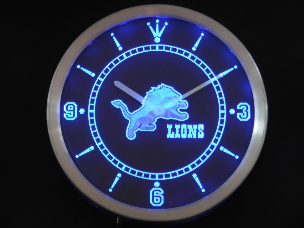 Detroit Lions LED Neon Sign Wall Wall Clock Vintage Design Illuminated