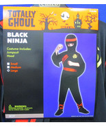 Black Ninja Boys Halloween Costume Totally Ghoul Size Large Jumpsuit &amp; Hood - $15.83