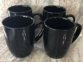 Royal Norfolk Black Stoneware Coffee Mugs Dinnerware Cups-Set Of 4-RARE-SHIP 24H - $29.58