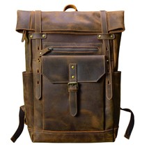 New Cowhide Leather Men's Backpack 15-17 Inch Laptop Bag Men Large Capacity Trav - $197.99
