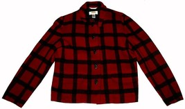 Talbots Lightweight Red Blk Plaid Wool Blend Lined Metal Clasp Jacket Wm... - $34.99