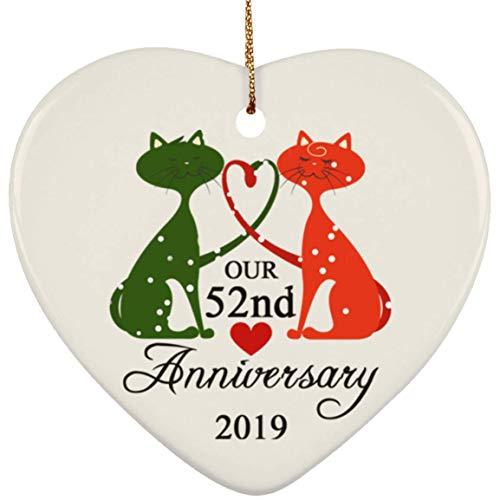 52nd Wedding Anniversary Ornament With Ribbon Christmas