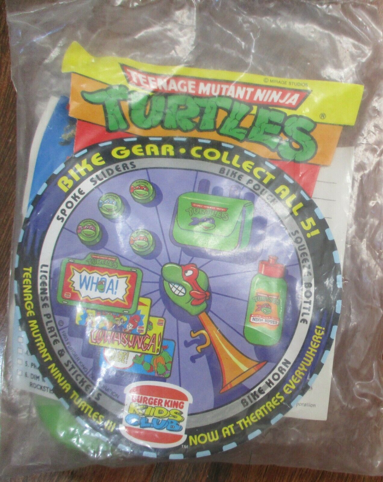 1993 Teenage Mutant Ninja Turtles Burger King Toy Bicycle Spoke Sliders 