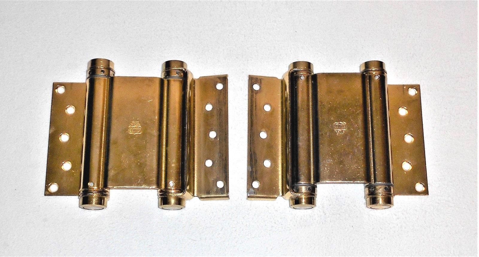 Two Vintage Bommer Brass Spring Door Hinges Made in USA Hinges