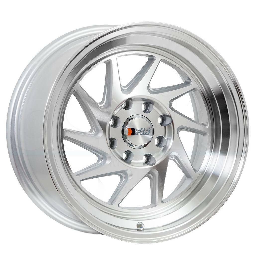 One 15x8 F1R F07 4x100/4x114.3 25 Machine Silver Polish Lip Wheels Rims