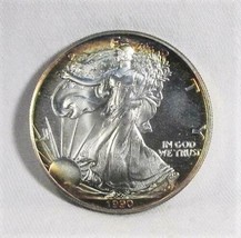 1990 American Silver Eagle w/ Cool Rim Toning AL308 - $68.31