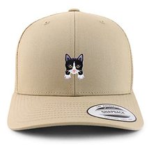 Trendy Apparel Shop Tuxedo Cat Kitten Patch 6 Panel Trucker Mesh Cap - K... - $19.99