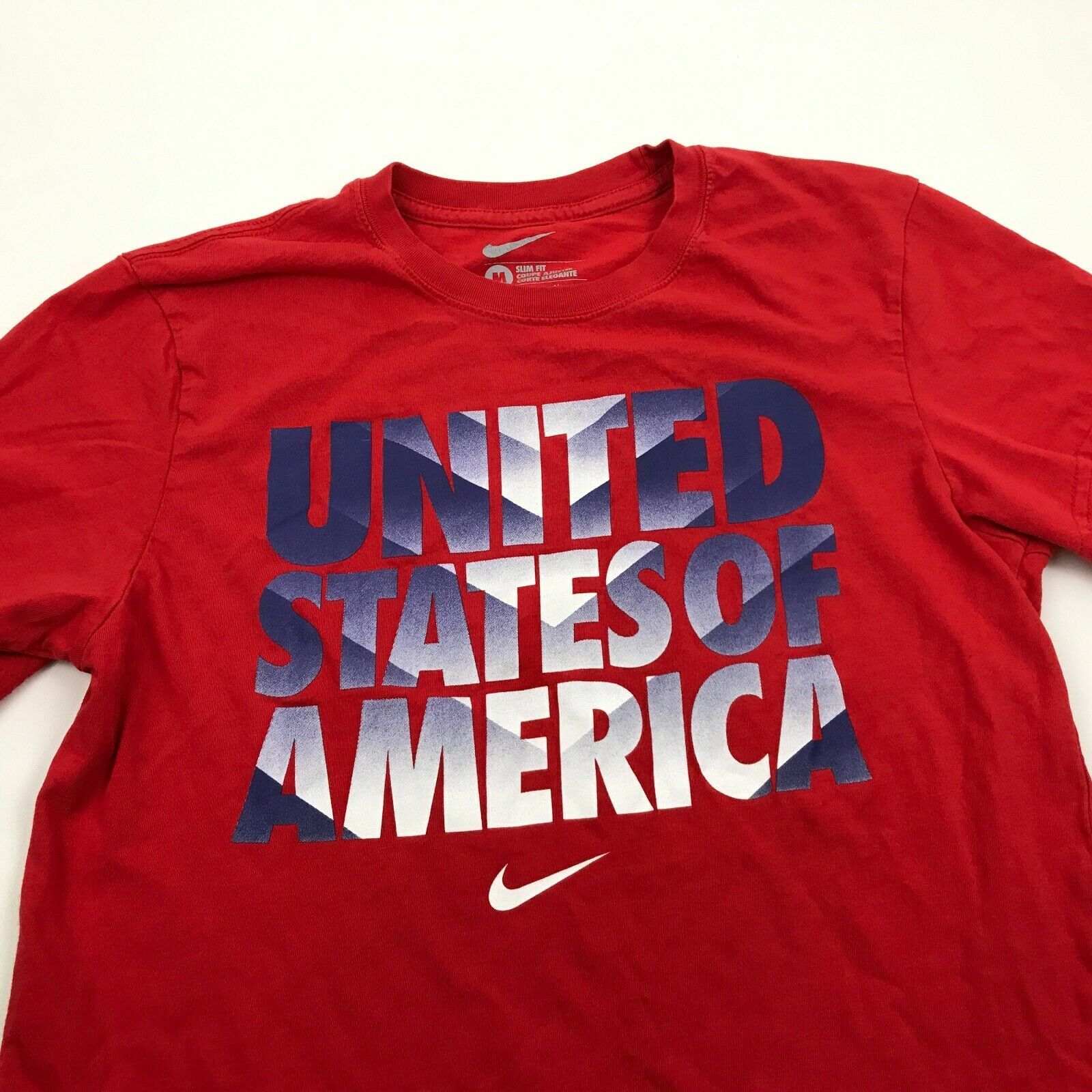 Nike United States Of America Shirt Size M Medium SLIM FIT Red Short ...