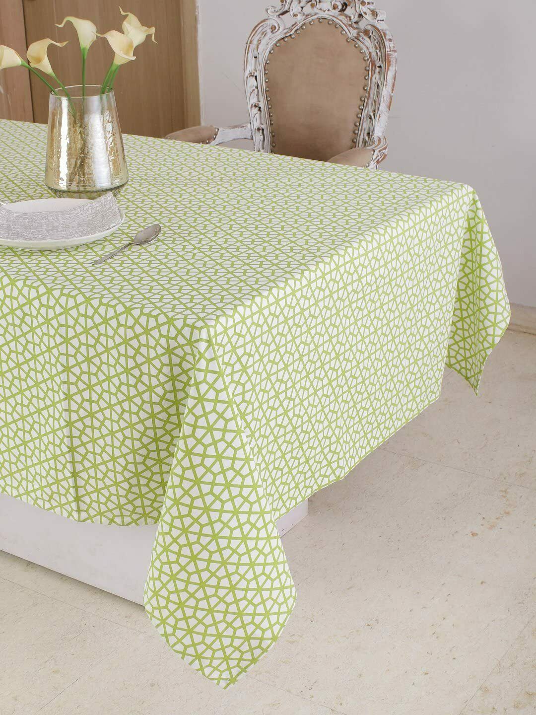 Nice Modern Boho Green Geometric Striped 52"x70" 100 Cotton Tablecloth