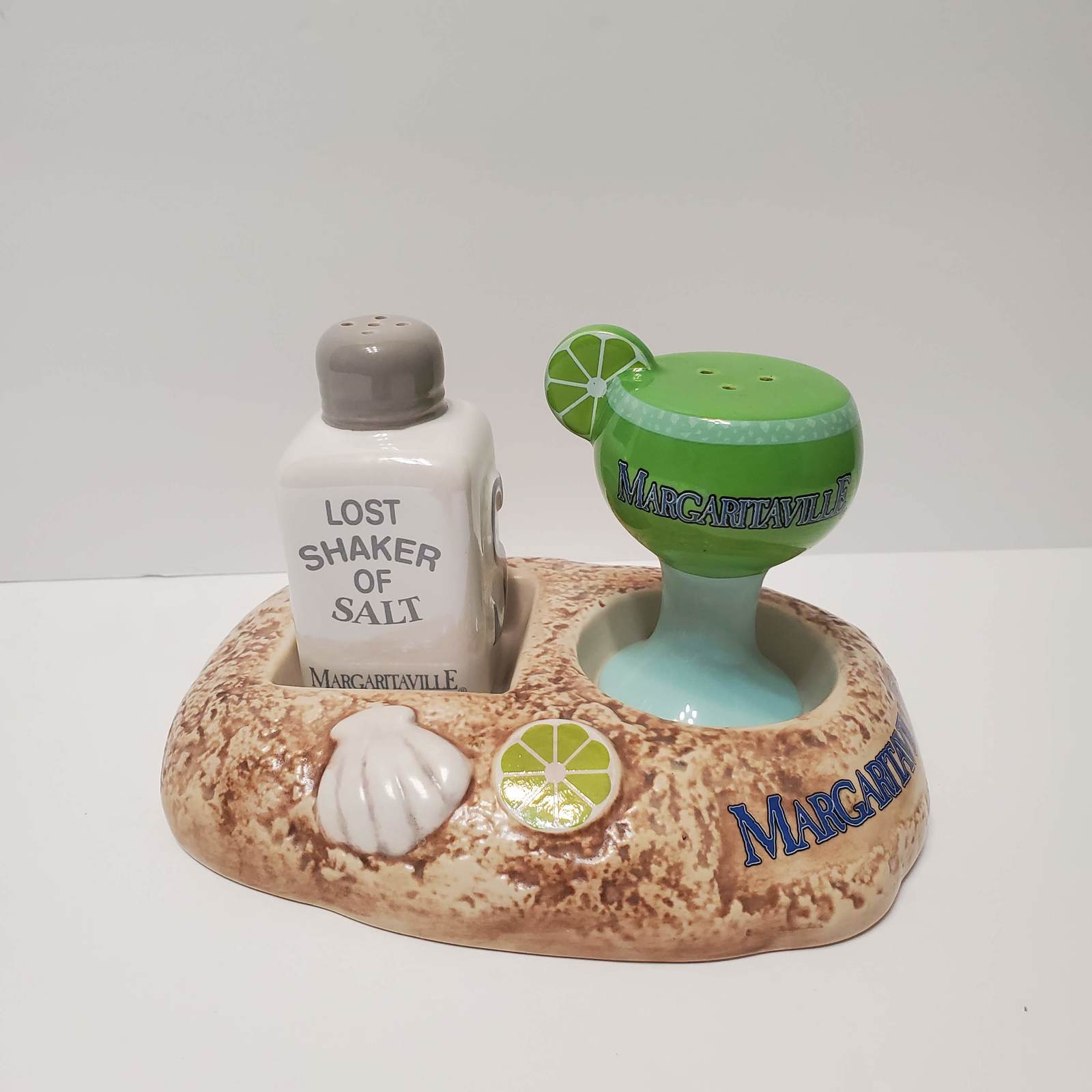 Jimmy Buffett Margaritaville Salt and Pepper Shaker Set with Base