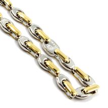 18K WHITE YELLOW GOLD CHAIN NECKLACE ALTERNATE 5mm OVAL DROP & TUBE LINKS, 24" image 3