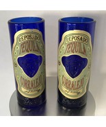 Shot Glasses Cobalt Blue Vintage Embossed glass 4 oz Barware Tequila Cor... - £20.11 GBP