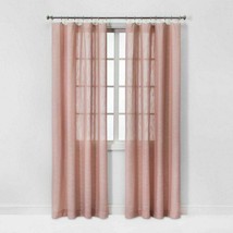 1 Threshold Pom Stripe Window Panel Curtain Sheer Gray 108” NWOT