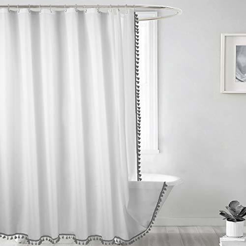 Seavish Tassel Shower Curtain, White Fabric Shower ...