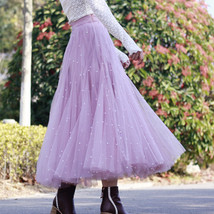 Pink Full Long Tulle Skirt Holiday Outfit High Waisted Tulle Skirt Plus Size image 3