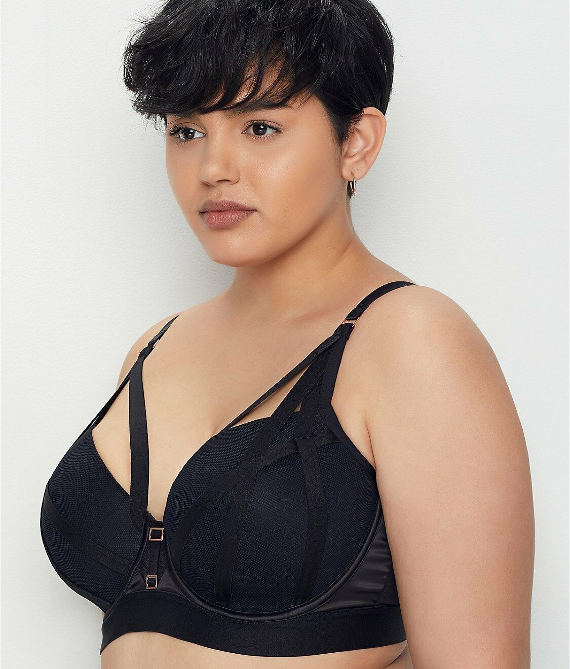 City Chic BLACK Plus Size Longline Bra, US 38G, UK 38F