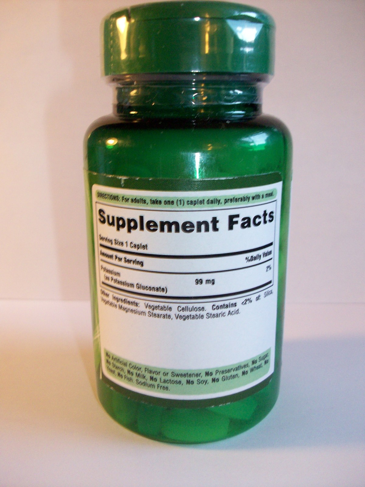 Potassium 99 mg 100 Caplets Vegetarian Dietary Supplement Vitamins & Minerals