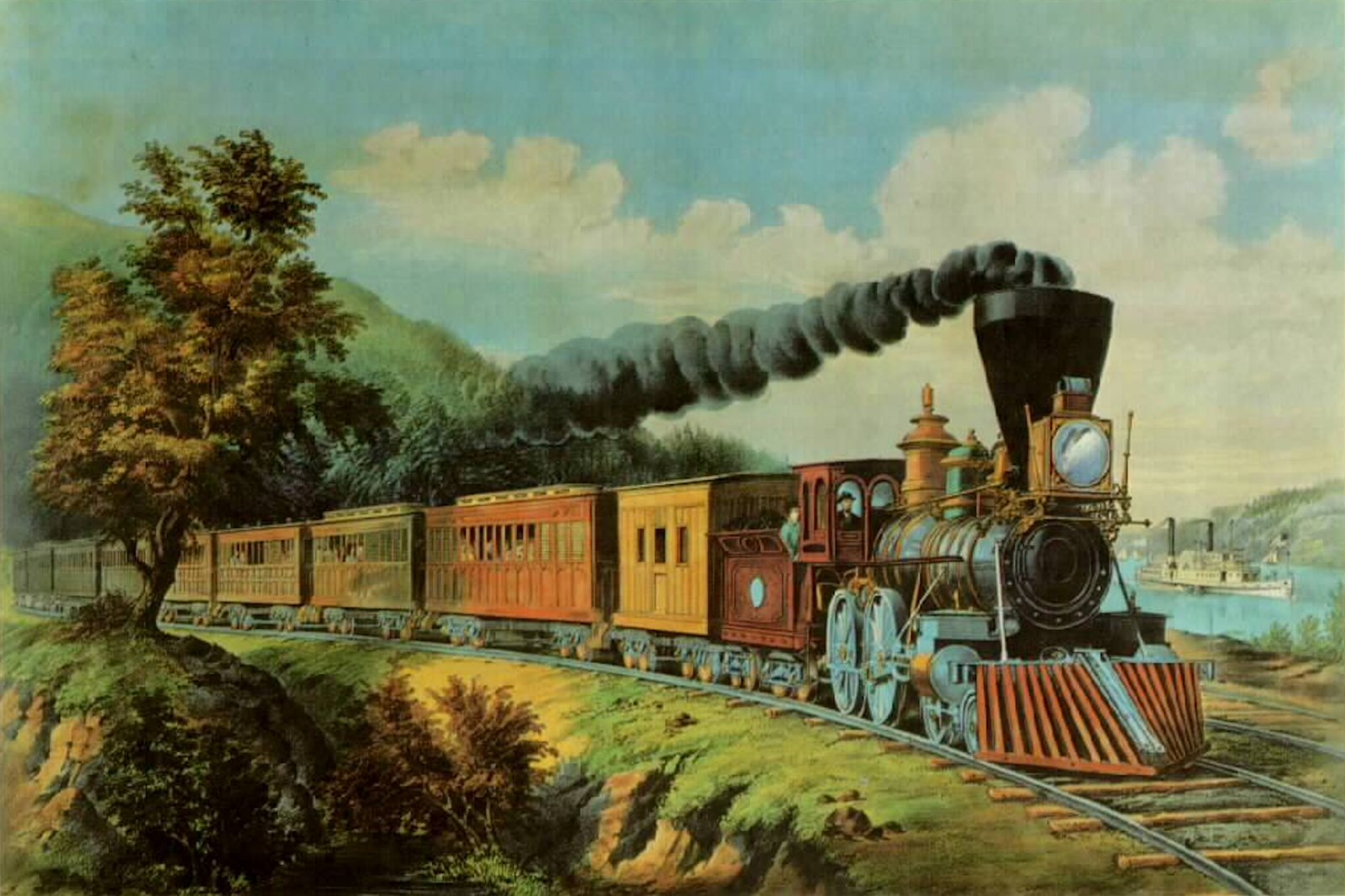 Railroad Steam Train American Express Print 20\