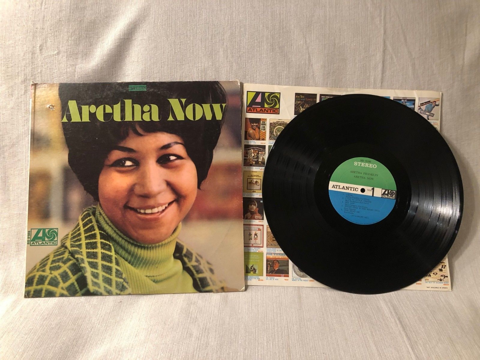 1968 Aretha Franklin Now LP Record Album Atlantic Blue Green Label ...